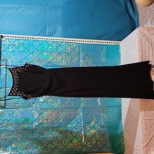 Long black Strech color studded dress, never worn, NWOT